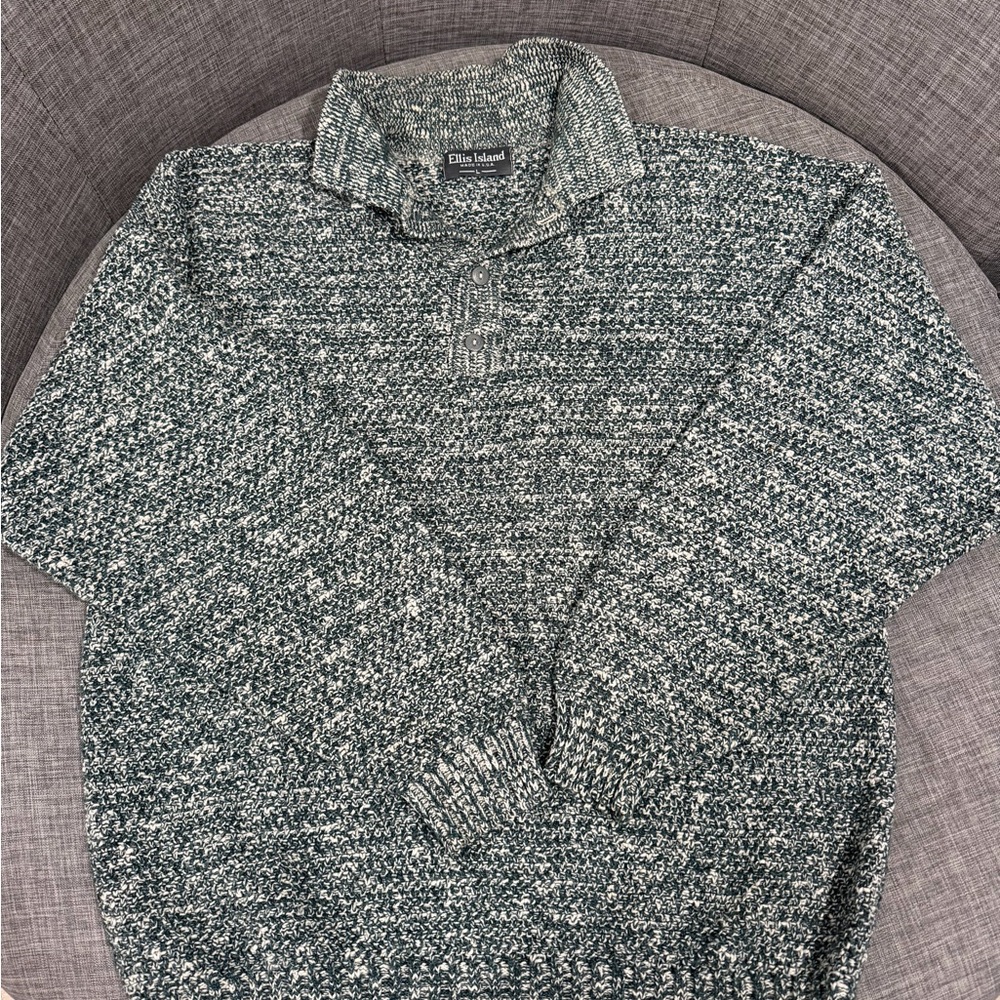 Ellis Island  Men's Speckled Green Turtleneck Sweater